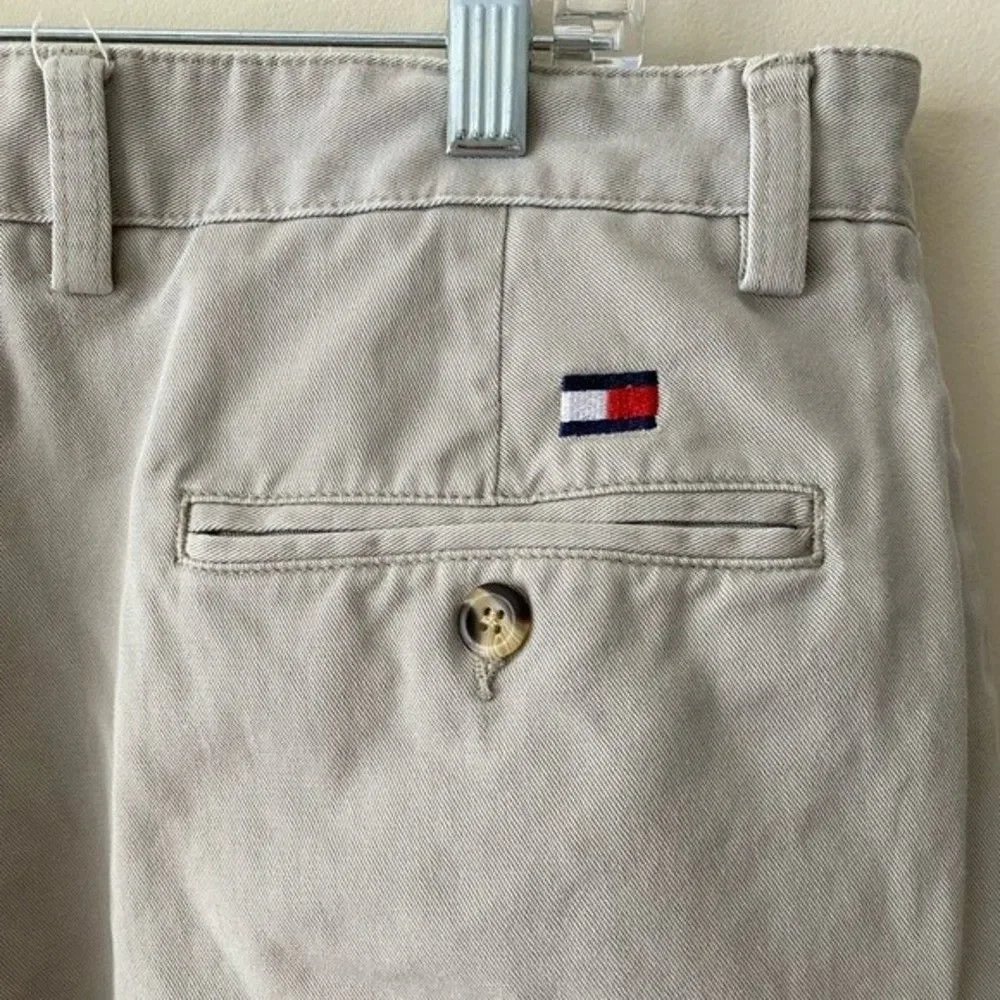 Tommy Hillfiger Vintage Pleated Chinos Casual Cotton Pants Beige Size 38X30